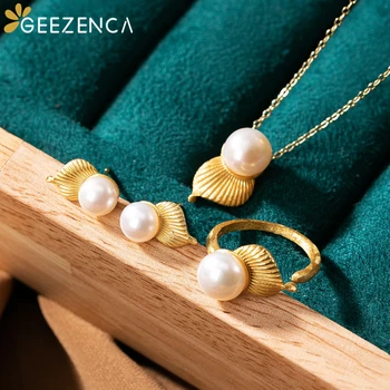 

925 Sterling Silver Natural Pearl Conch Gold-plated Jewelry Sets Pendant Ring Stud Earring Cute Trendy Fine Jewelry for Women