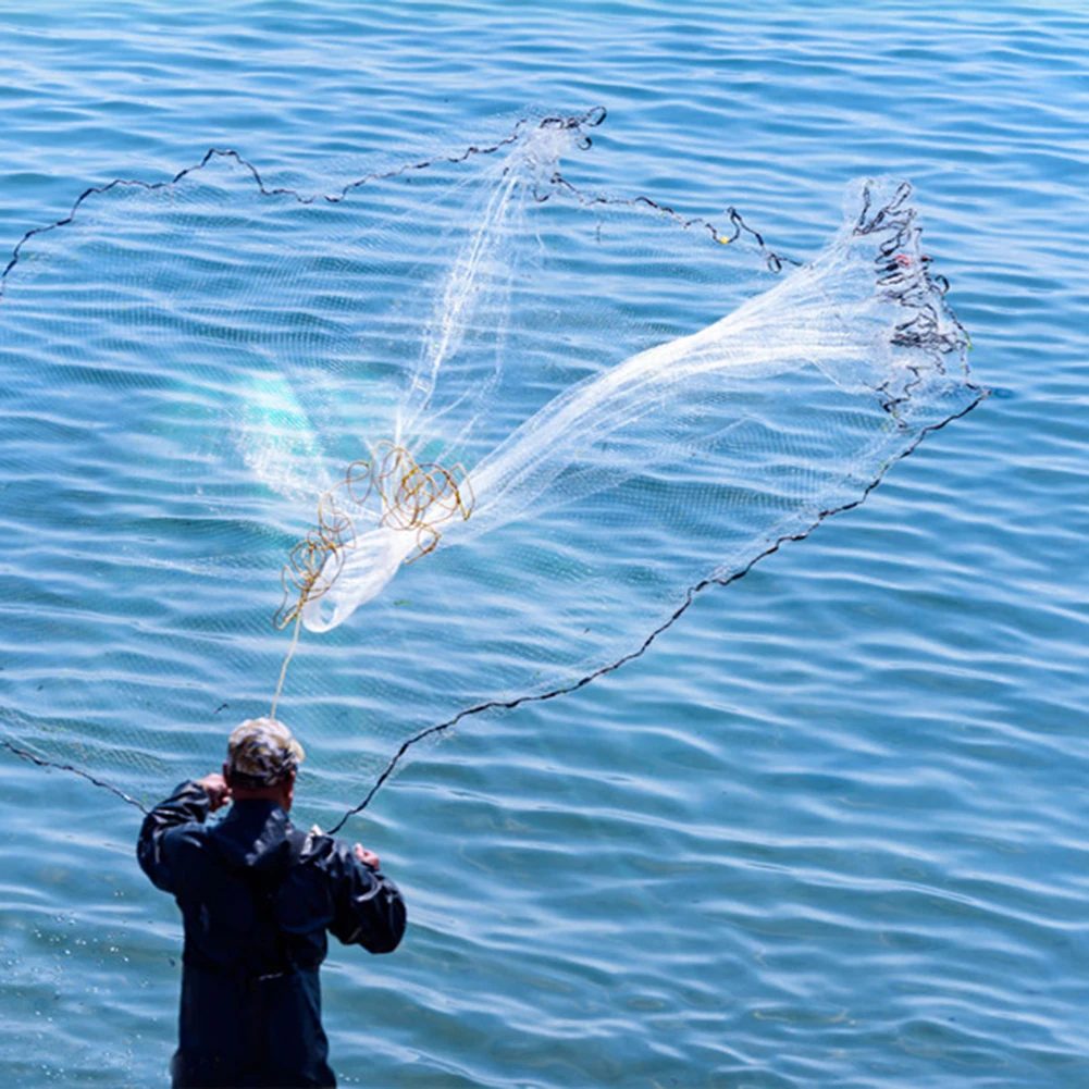 Red de pesca fundida a mano, malla de nailon de estilo japonés