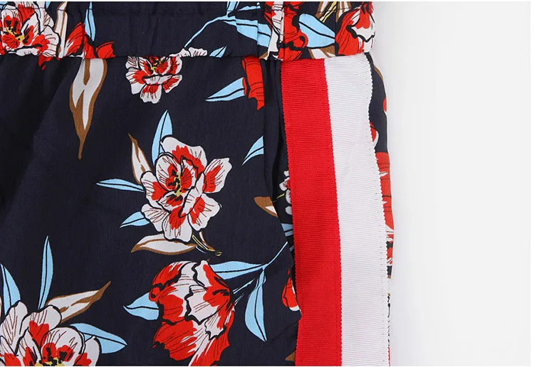 Летние новые продукты богемное свежее женское платье с v-образным вырезом Camisole Печатный Тонкий облегающий комбинезон с поясом