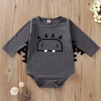 

Baby Boy Romper Autumn Handsome Solid Color Crocodile Shape Long Sleeve Fashion Cotton Comfortable Romper