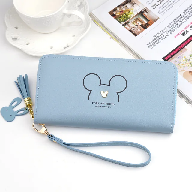 Disney Mickey mouse big cute wallet lady long zipper tassel key coin purse student small mini wallet Minnie card holder Clutch 4