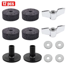 

12pcs Jazz Drum Cymbal Felt Pads Parts Replacement Kit with Cymbal Sleeves & Wing Nuts & Washers & Cymbal Wool Felt Pads