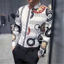 Camisa 2020 hombres moda estampado vintage diseñador Streetwear de talla grande 6XL manga larga camisas hombres vestido Kemeja Pria Camisa femenina