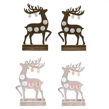 

Natural Wood Luminous Christmas Elk Ornament LED Light Xmas Decoration Home Gift