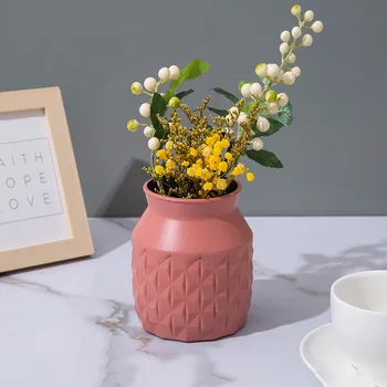 

Simple Plastic Vase New Creative Nordic Style Dry and Wet Flower Arrangement Container Imitation Ceramic Succulent Flower Pot