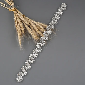 

TOPQUEEN Luxury Rhinestone Belts for Bridal Dresses Satin Belts for Women Dresses Purple Sash Belt Silver Belt for Dress S291