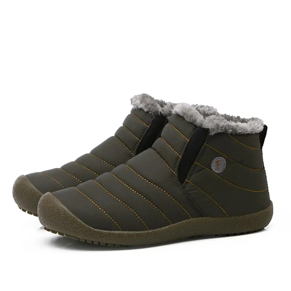 BAOLESEM Winter Snow Boots Man Ankle Boots Waterproof Fur Warming Snow Boots for Man Anti-skid Lightweight Snow Winter shoes - Цвет: Grey-High-6811