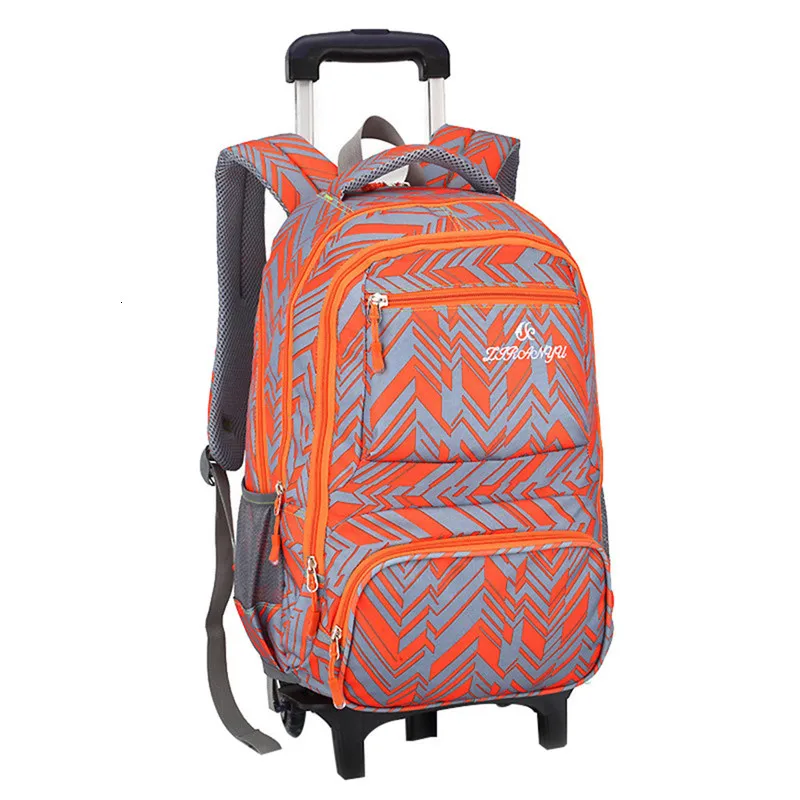 2 wheels orange Детские школьные сумки для девочек с 2/6 колесами, съемный рюкзак на колесиках, Детская сумка на колесиках, сумка для книг, дорожная сумка для багажа, Mochila - Цвет: 2 wheels orange