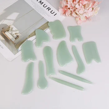 

Hot New Personal Beauty Assistant Massage Natural Aventurine Jade Guasha Scraping Board Beauty Slimming Arm Leg V Facial Plate