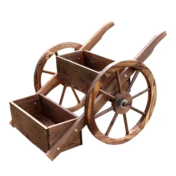 

Double-layer Anti-corrosion Wooden Rectangular Creative Garden Small Float Balcony Outdoor Decoration Double Wheel Flower Stand