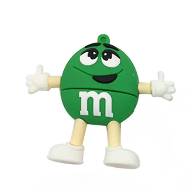 green Милый мультфильм M& M beans USB флеш-накопитель 8 ГБ usb 2,0 флеш-накопитель 16 Гб Флешка 4 ГБ 32 ГБ 64 Гб 128 ГБ шоколадная Фасоль usb карта памяти - Цвет: green