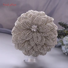 YouLaPan HF01 серебряные со стразами букет цветов Свадебные цветы украшения элегантный свадебный букет Стразы роскошный хрустальный букет