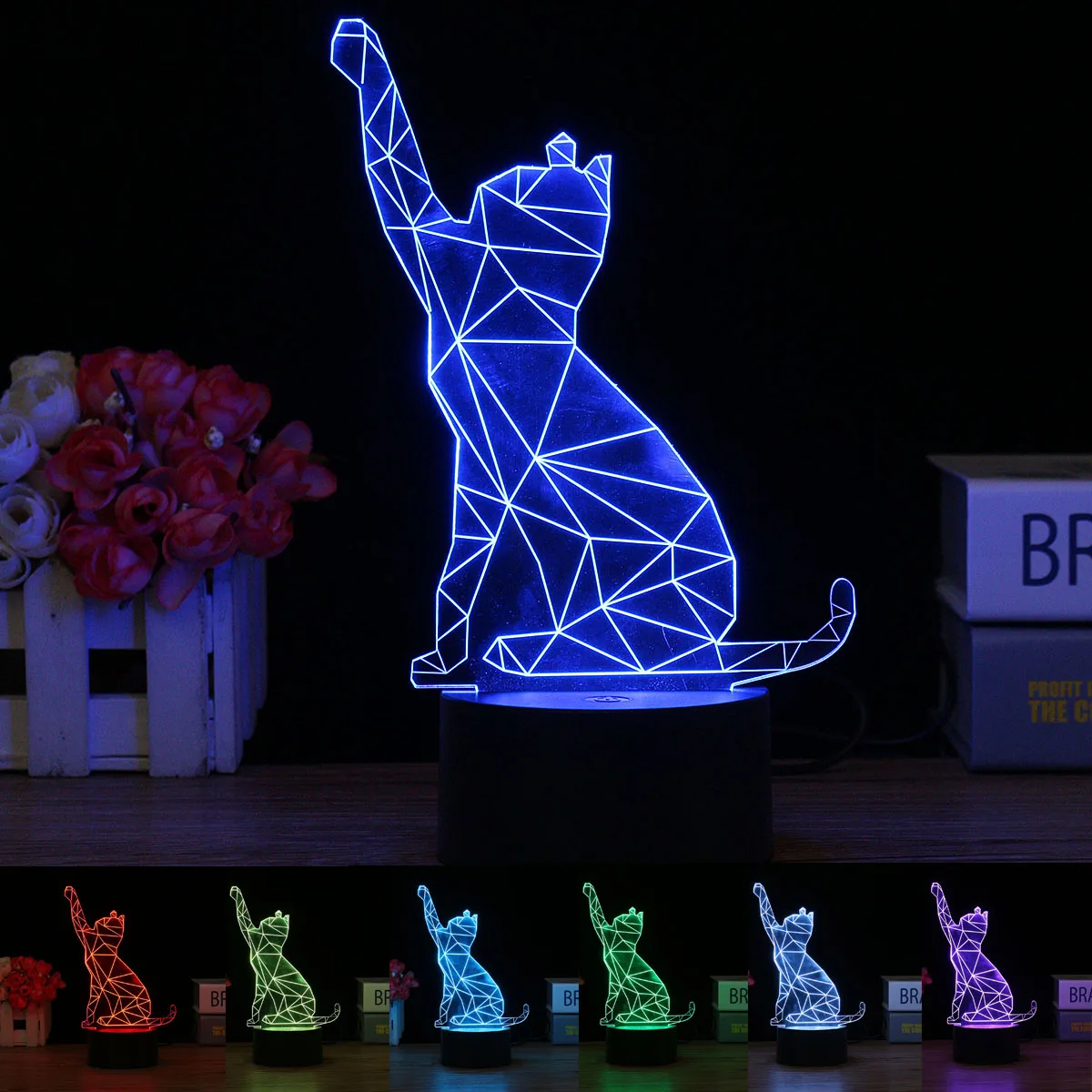 Becornce 3D иллюзия настроения лампа Акриловая Милая кошка цвет сменный USB 3D ночной светодиодный светильник с сенсорным управлением Декор для дома и спальни