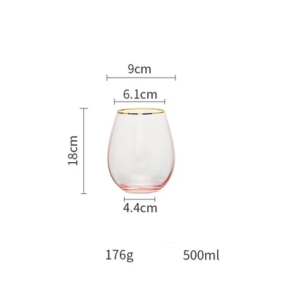 500ml NIMITIME Европейский Стиль Розовый Золотой инкрустация золотой кристалл стеклянный Кубок для вина домашнее Вино десертное мороженое чашка посуда для напитков - Цвет: 500ml