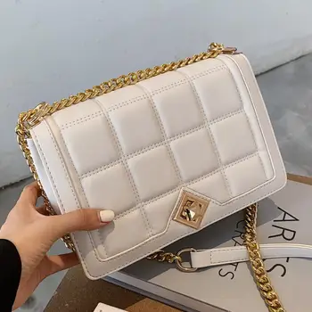 

Lattice Square Crossbody bag 2020 Fashion New High quality PU Leather Women's Designer Handbag Lock Chain Shoulder Messenger Bag