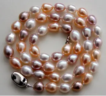 

Fashion jewelry Free Shipping elegant 10-11mm south sea baroque multicolor pearl necklace 18inch 925s