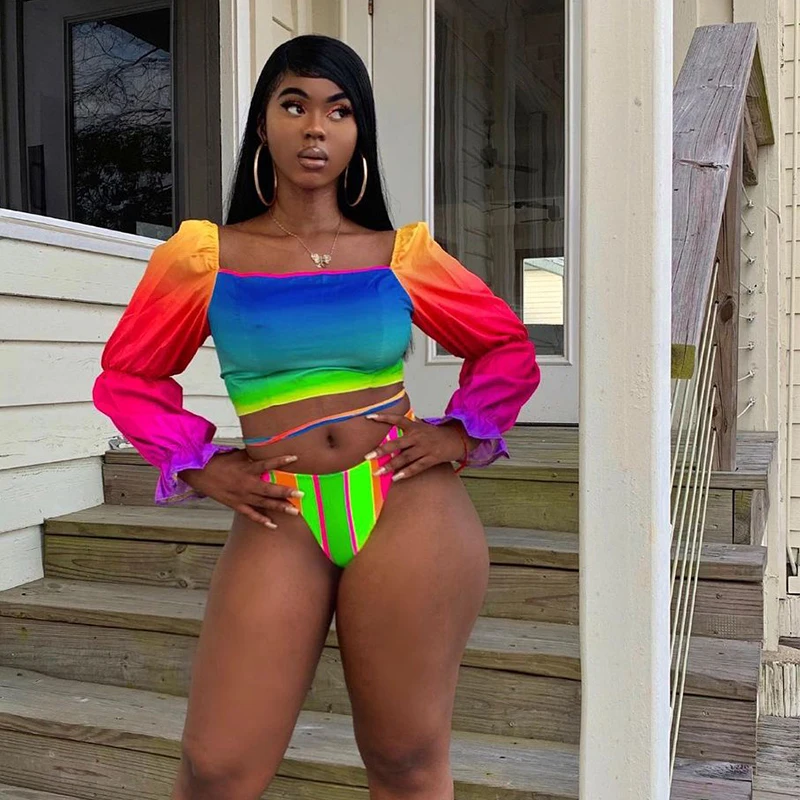 купальник женский 2021 новый длинный рукав раздельный купальники женские пуш ап