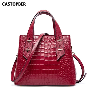 

Women Tote Cow Genuine Leather Bag Real Leather Ladies Handbags Crocodile Pattern Shoudler Bag Alligator Female Famous Brand Hot