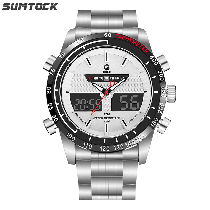 

SUMTOCK Men Watch Automatic Men's Watch Dual Display Quartz Watch Digital Men Mechanical Watches 2019 reloj hombre lige lujo
