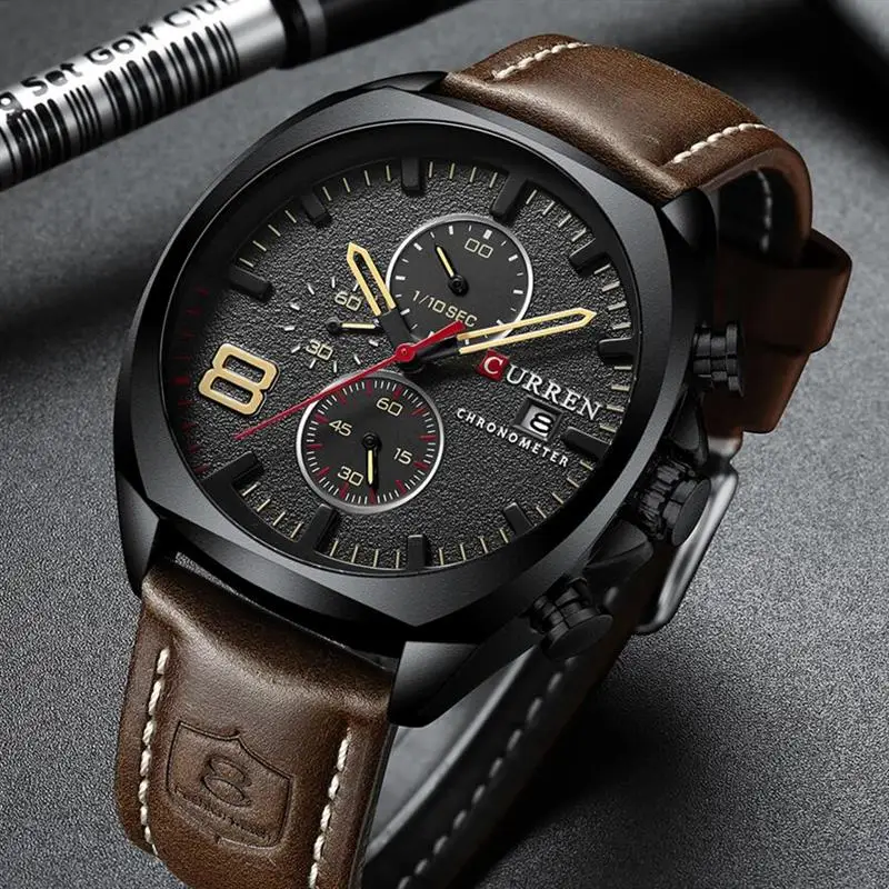 

CURREN 2019 Mens Watches Luxury Leather Military Analog Quartz Watch 30M Waterproof Sports Wristwatch Clock Relogio Masculino