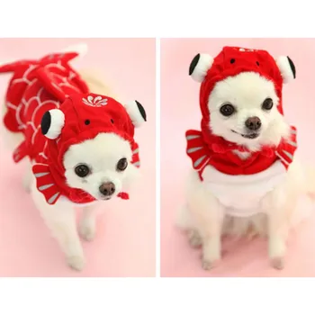

Funny Halloween Pet Dog Cosplay Clothing Fish Goldfish Costume Clothes Winter Warm Small Dog Puppy Yorkie Jacket Clothes