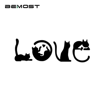 

BROSHOO Free Shipping Lovely Car Sticker Cartoon Cat LOVE Personality Modification Action Combination Sticker Car Styling 19*6CM