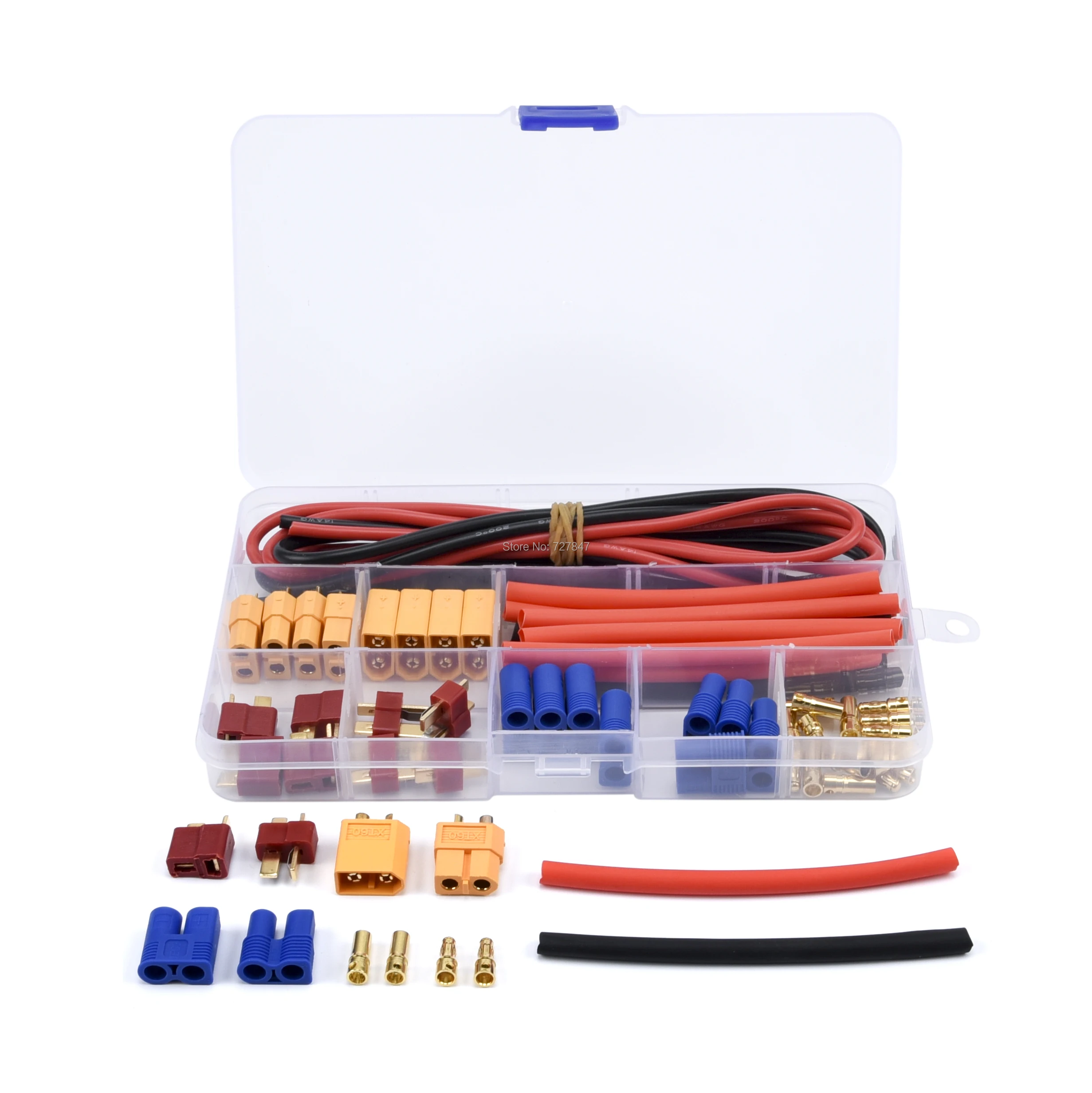Deans T Plug EC3 XT60 Male / Female Connector 14AWG Silicone Wire Heat Shrink Tubes for RC FPV Drone Car Lipo Battery