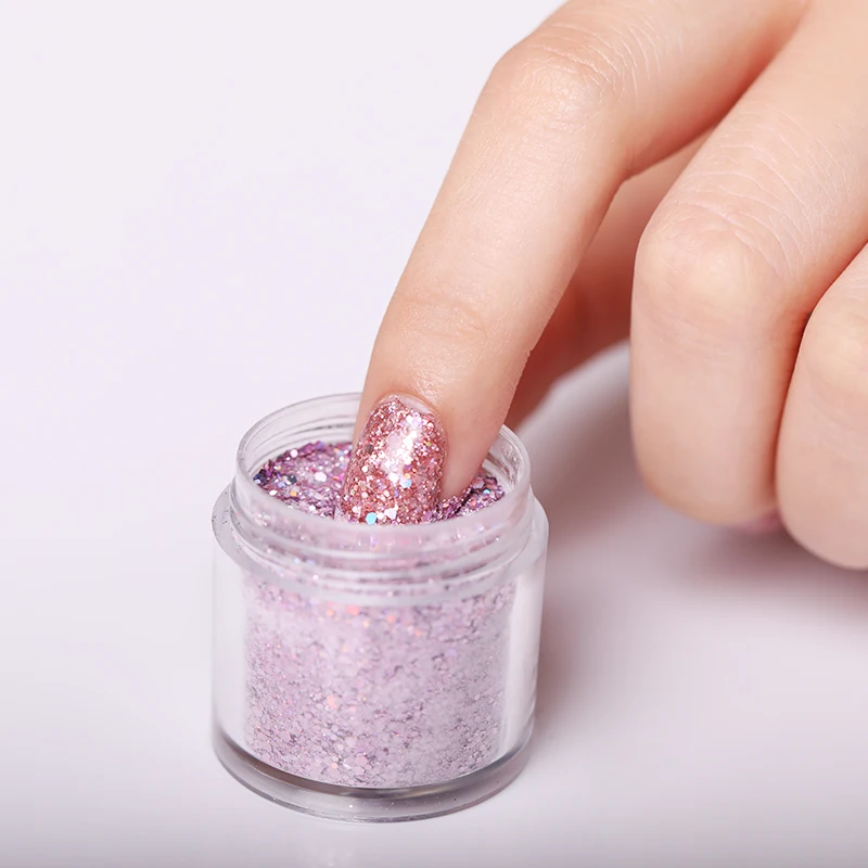 BORN PRETTY 6 шт. погружающийся порошок для ногтей набор голографический розовый Dip блеск для ногтей порошок пигмент украшения для ногтей