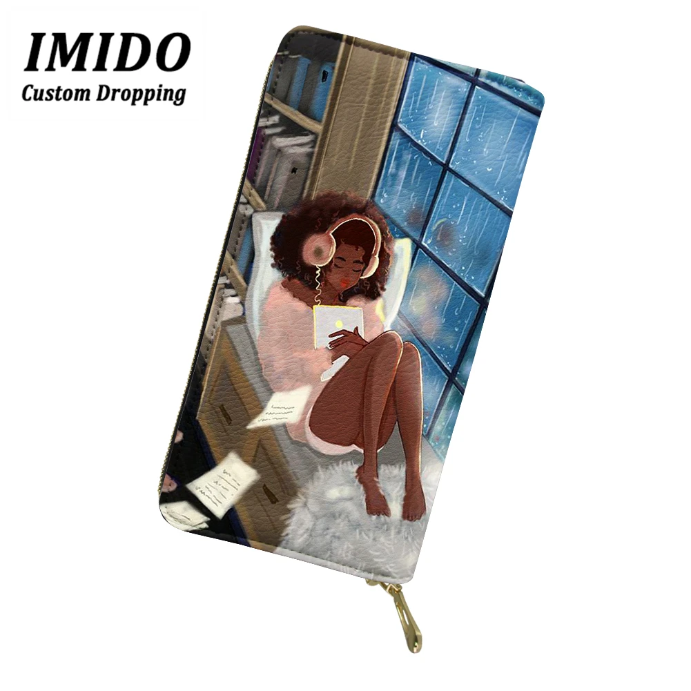 IMIDO, модные женские кошельки, африканская девушка, узор, многофункциональные кошельки на молнии, Женский кошелек, паспорт, монета, карта, посылка, на заказ - Цвет: wll5127