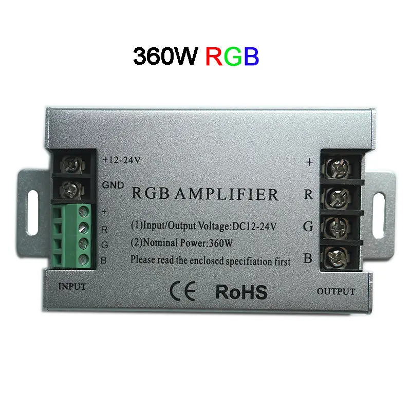360W RGB Amplifier Ленточный репитер мощности консоль алюминиевый DC5V-24V светодиодный контроллер 12A/24A/30A 3CH 4CH Led RGB усилитель RGBW для 5050 3528 Светодиодная лента - Цвет: 360W RGB Amplifier