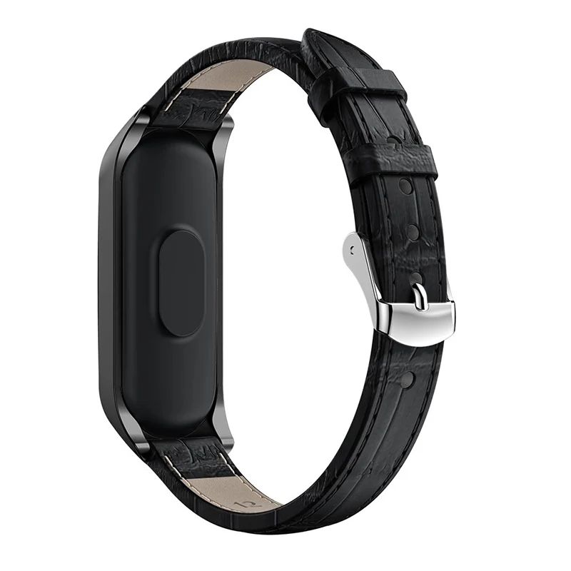 Кожаный браслет сменный Браслет+ металлический корпус для Xiaomi Mi Band 4 аксессуары