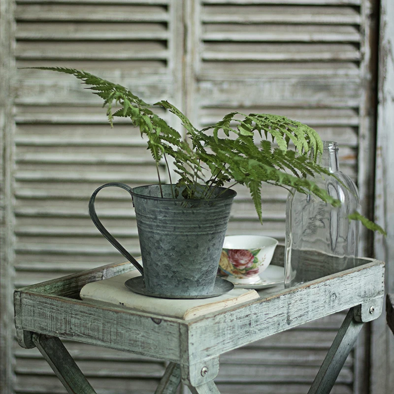 

Vintage Cup Flower Pot Iron Home Retro Flower Vase Garden Plant Flowerpot Succulent Decor Planting Display Stand Retro Beauty