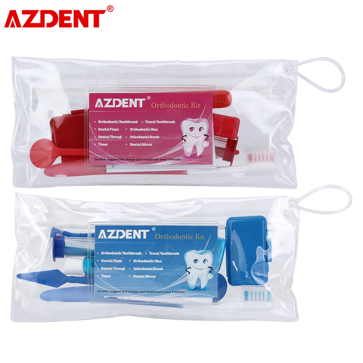 Azdent Dental Toothbrush Ties Brush Floss Oral Care Kit Cleaning Braces Orthodontic Supplies Set