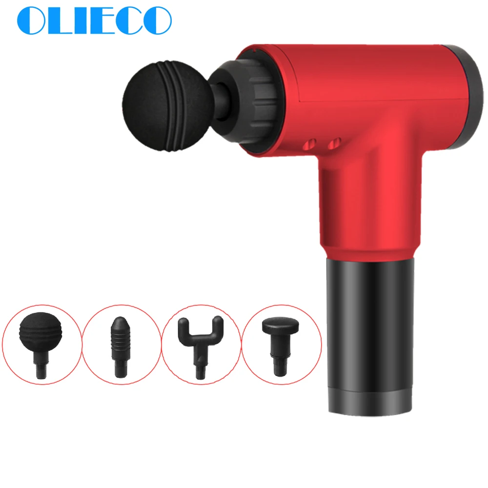 

OLIECO Fitness Fascia Muscle Massage Gun Rechargeable Integrated Electric Deep Vibration Muscle Relaxation Massager Female Red