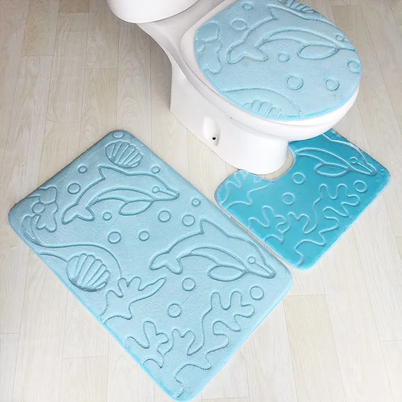 3 pieces / set of bathroom cushions flannel non-slip kitchen bathroom mat carpet bathroom bathroom carpet washable carpet - Цвет: 6