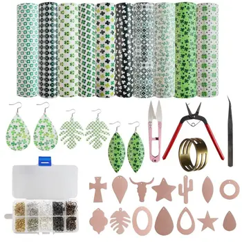

DIY Hand Craft Making Leather Earrings Set Include Instructions Faux Leather Sheets Templates And Complete Tools Supplies