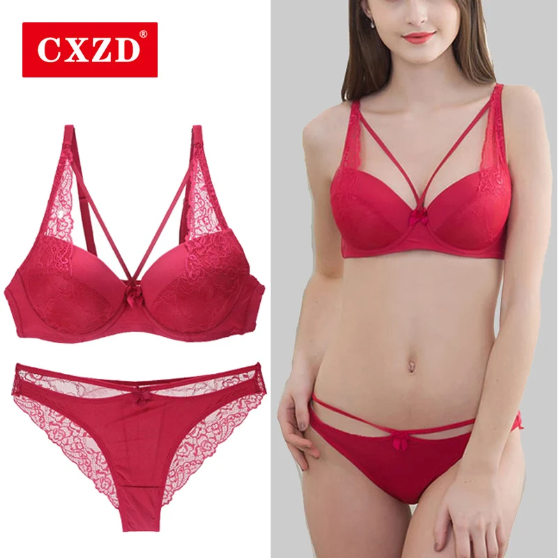 CXZD женский сексуальный комплект нижнего белья, комплект нижнего белья с бюстгальтером, кружевной сексуальный топ пуш-ап размера плюс, набор бюстгальтеров и трусиков