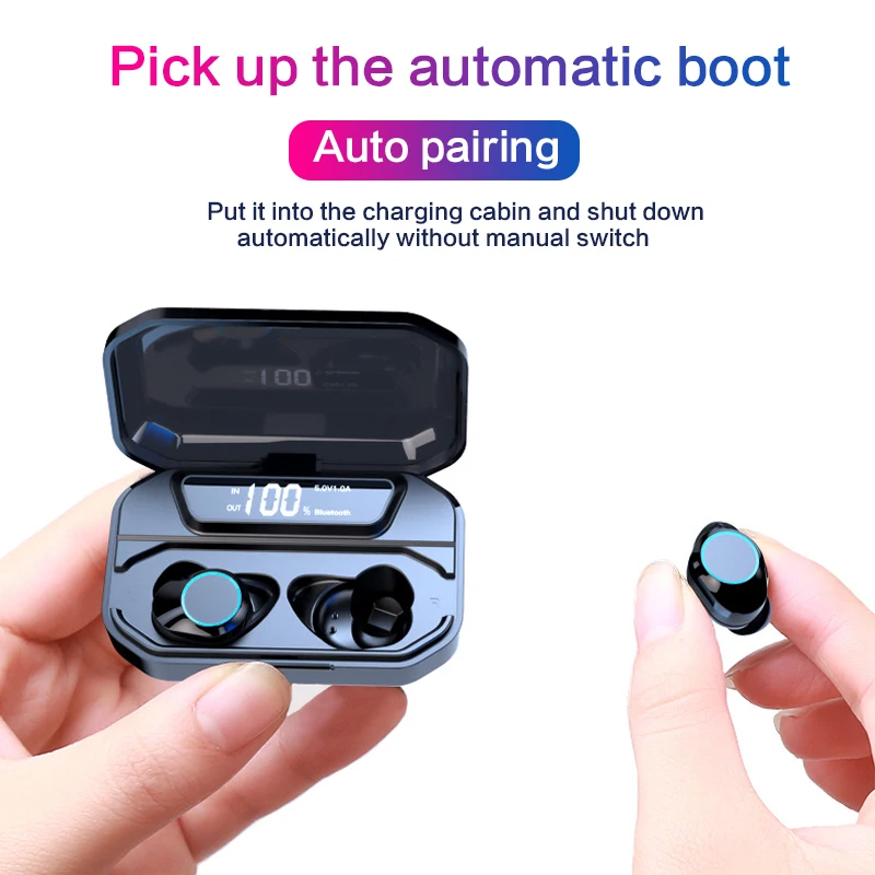 Wireless Bluetooth Earphone 6D Stereo Sound Touch Earbuds Headset LED Display 3300mAh charging Box IPX6 Waterproof earphone