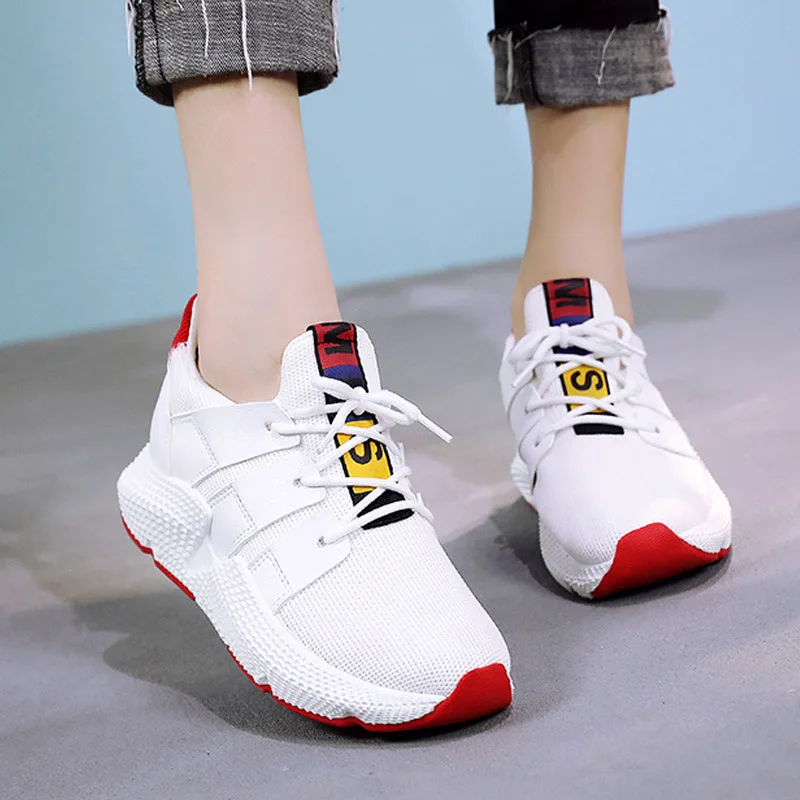 

2019 Spring MacBook Fly Running New Style Shoes Women's Korean-style Lace-up Weaving Shoes Cross Straps Board Shoes 1810