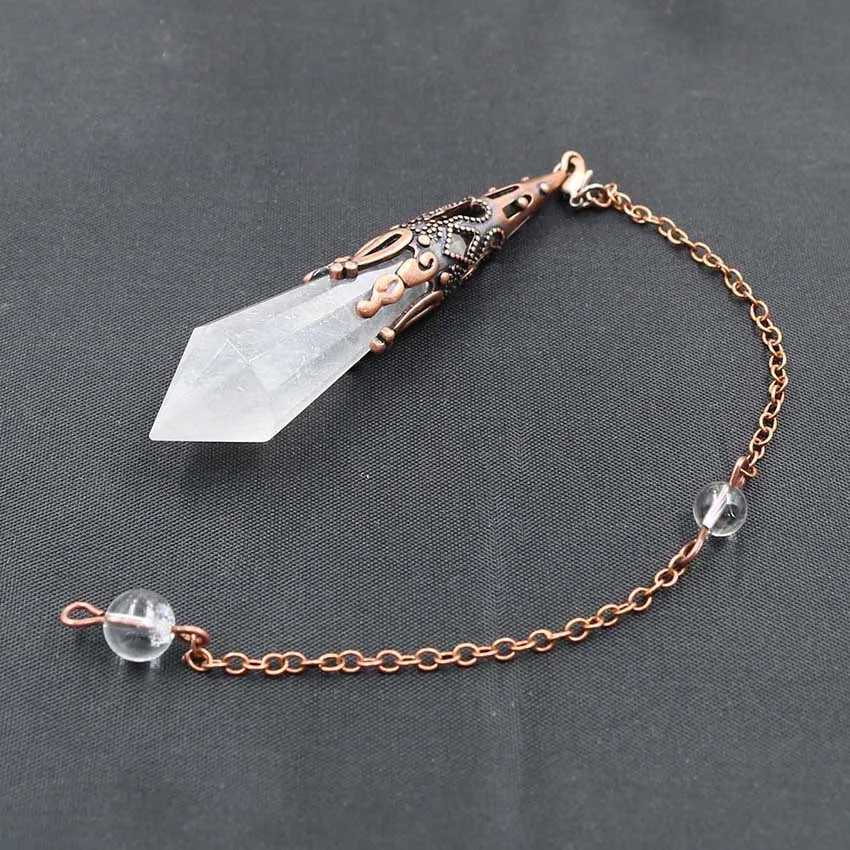 White Crystal B Камень «reiki» с украшением в виде кристаллов подвеска Маятник Винтаж, античная бронза аметистами розовый кварц опал шестиугольная Призма амулетные подвески ювелирные изделия - Окраска металла: White Crystal B