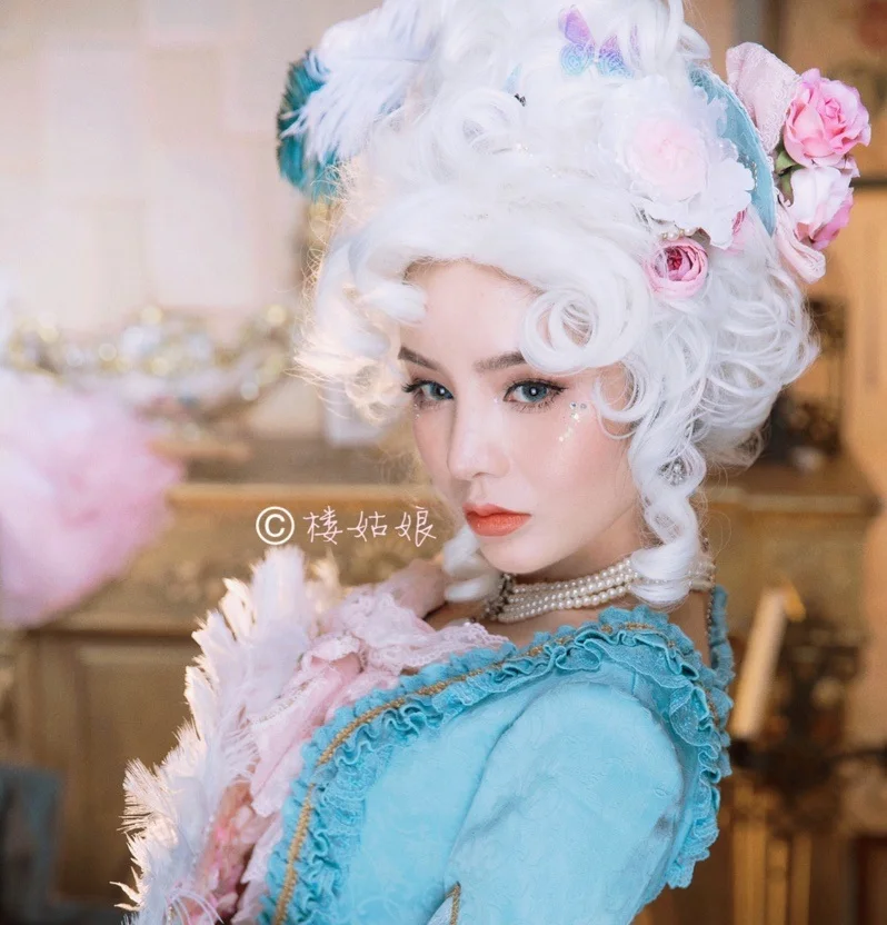 Marie Antoinette Princess Medium Curly Hair Cosplay Wigs+ Wig Cap(Without Headwears