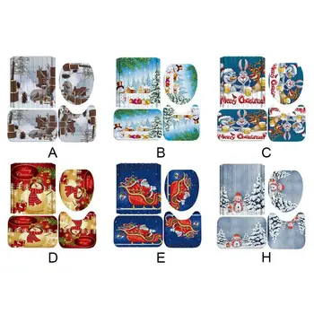 

Christmas 3D Digital Printing Shower Curtain 4 Pieces For Home / Hotel / Party Decoration 180 * 180cm