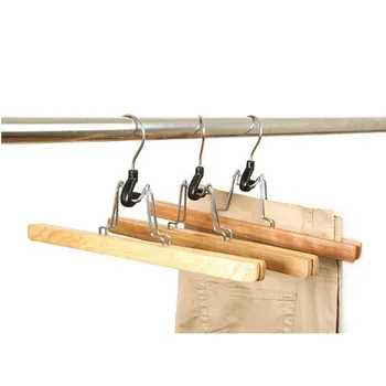 

Natural Wooden Collection Slack Hanger Wood Skirt Trouser Hangers Pants Hair Extensions Hanger Non-slip 50pcs
