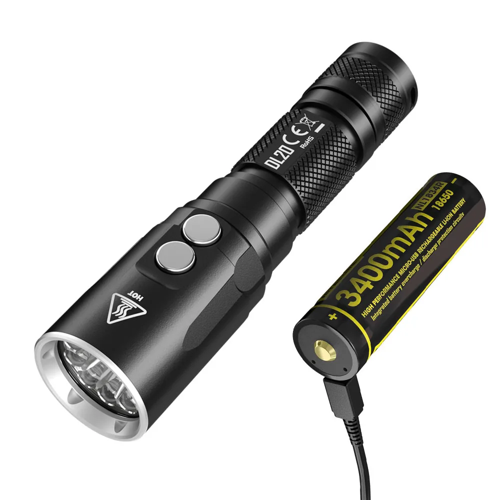 NITECORE DL20 подводный фонарик CREE XP-L HI V3 max 1000lm бросок 223 м 100 м Водонепроницаемый погружной Дайвинг свет с батареей - Испускаемый цвет: DL20 NL1834R