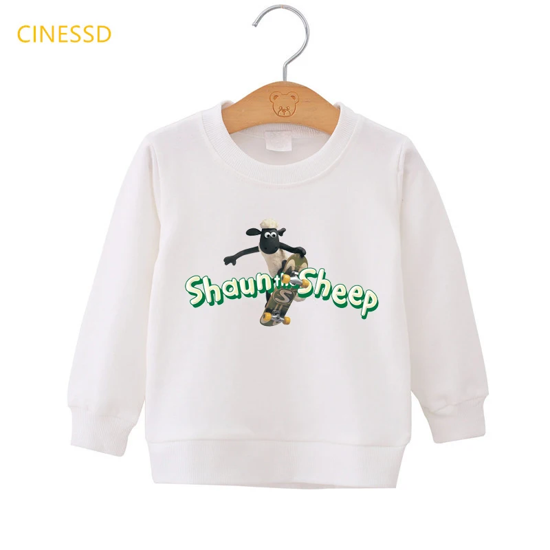 

Cartoon Sheep Sweatshirt Children Funny Hoodies Boy Girls White Long Sleeve Fleece Plus Velvet Outwear Jacket Winter Clothes