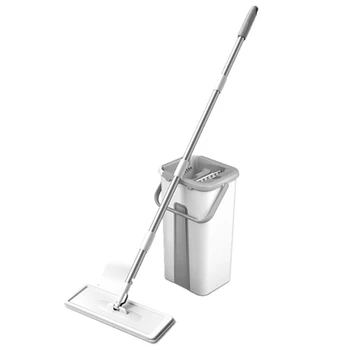 

Self-Wringing ic Mop Free Hand Washing Flat Mop Ultrafine Fiber Cleaning Cloth Home Kitchen Wooden Floor Mop (White)