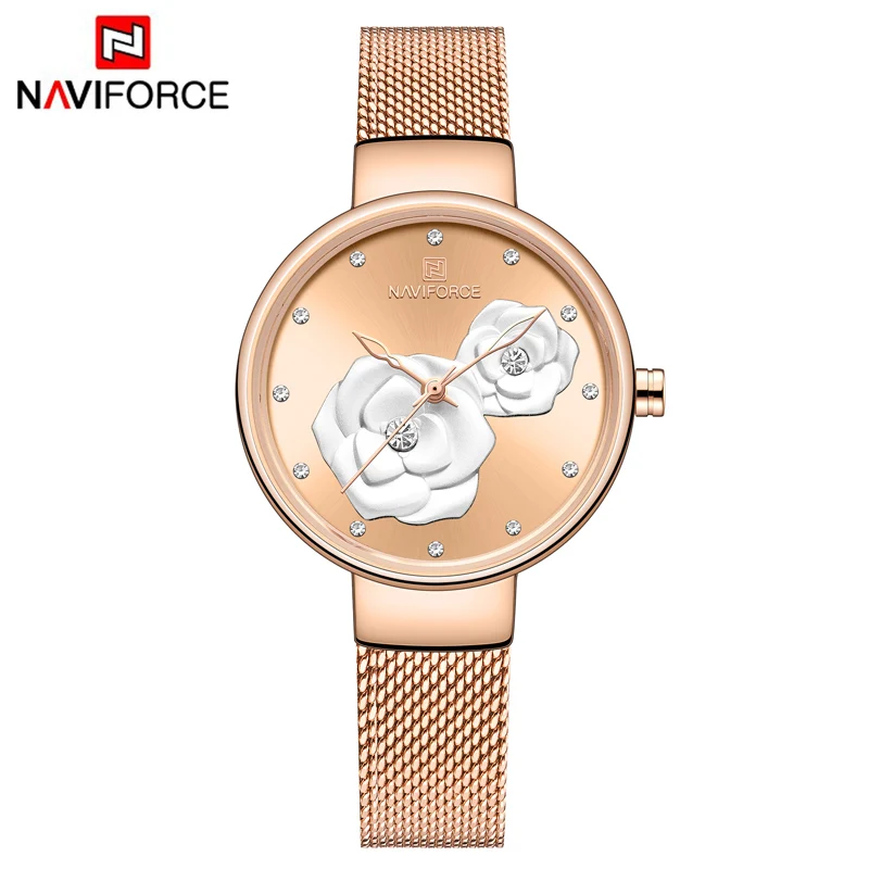 NAVIFORCE женские часы Топ люксовый бренд Дамская мода нержавеющая сталь Кварцевые часы Женские Простые повседневные деловые наручные часы - Цвет: RG RG