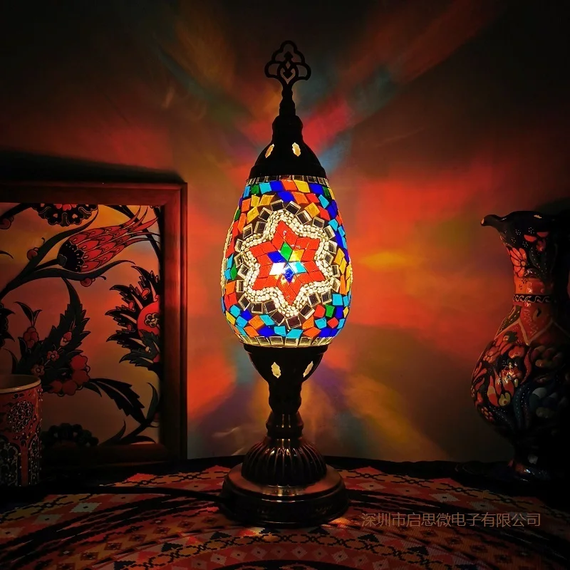 2020 New Turkish  table Lamp vintage art deco Handcrafted lamparas de mesa mosaic Glass romantic bed light lamparas con mosaicos