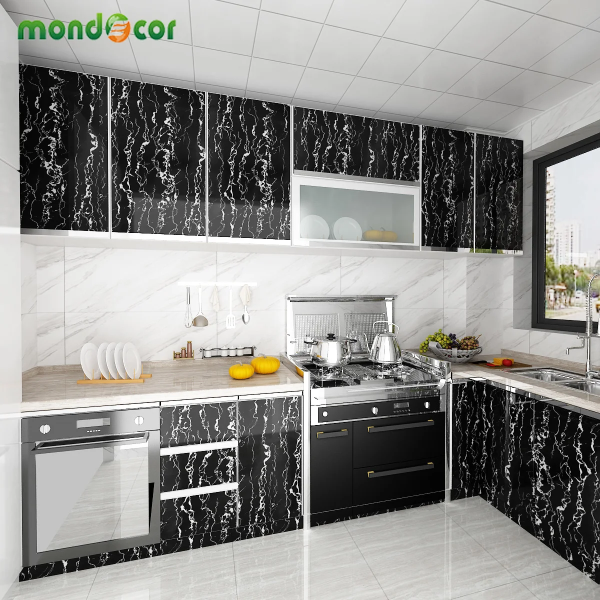 

Self Adhesive Ceramic Tile Wall Stickers Waterproof Floor Wallpapers Art Floor Sticker Kitchen Decor Film Ground Contact Paper