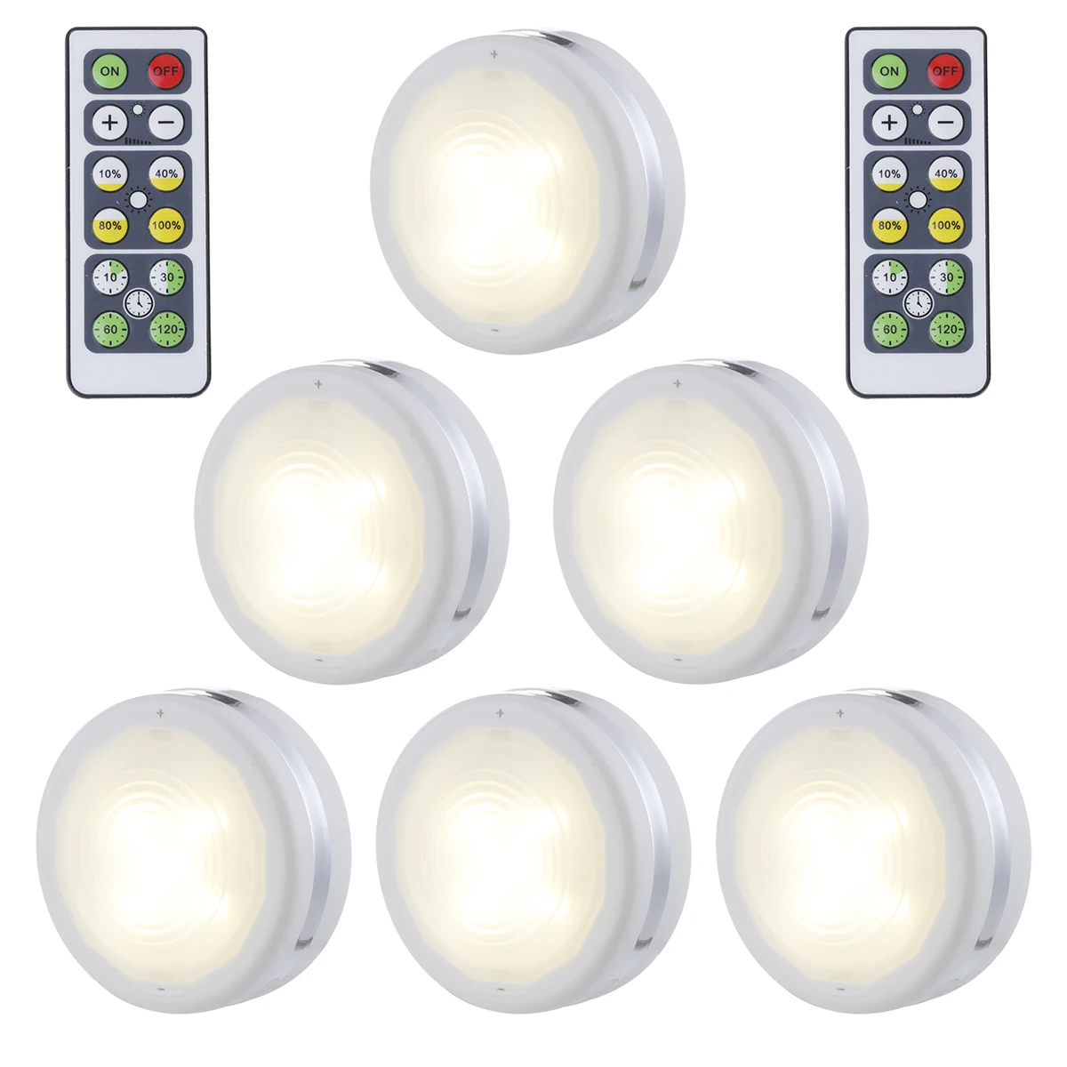 6Pcs Touch Dimmable LED Under Cabinet Light Remote Control Battery Operated Closets Night Lights for Wardrobe Bathroom Lighting